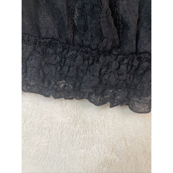 Black Lace Top with Cap Sleeves and Sheer Lace Size Medium - Picture 4 of 4
